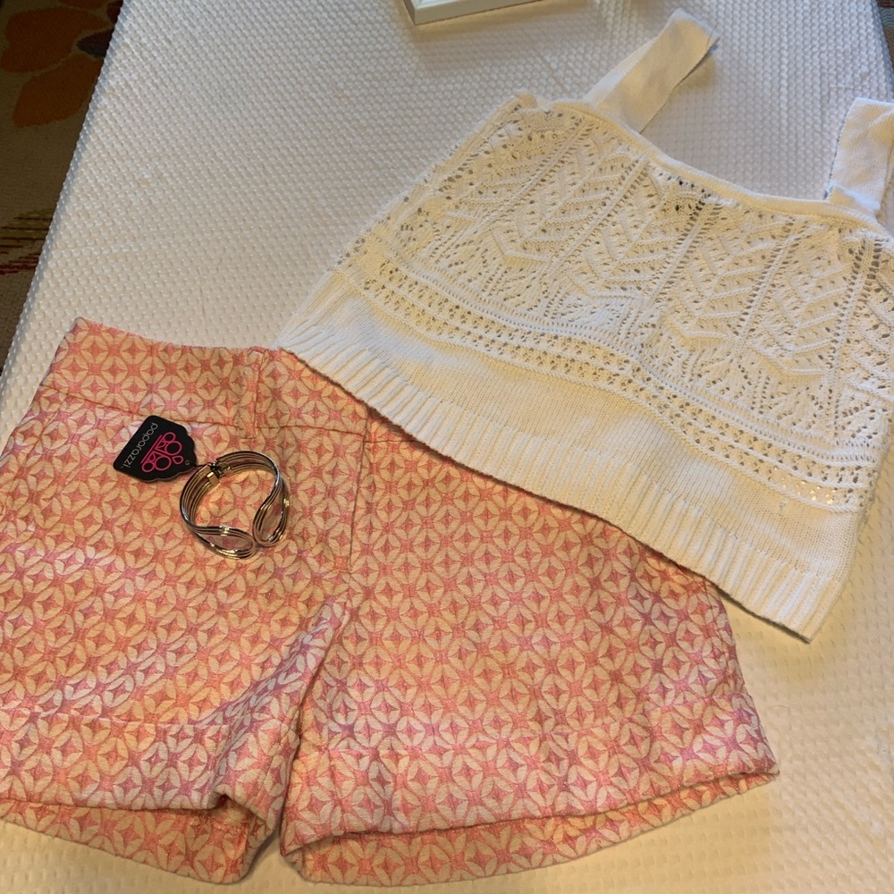 Pink Patterned Women Shorts